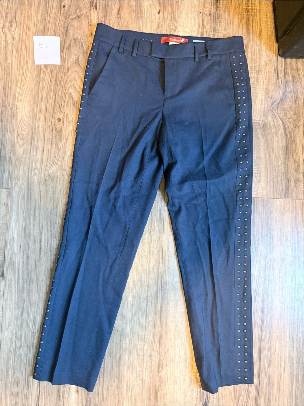 Cartonnier Anthropologie Navy Slim Trousers | Side Stud Detail | Size 2